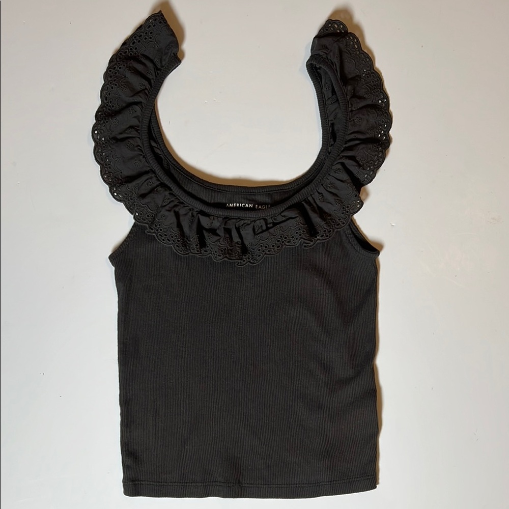 America Eagle Eyelet Ruffle Tank Size XS